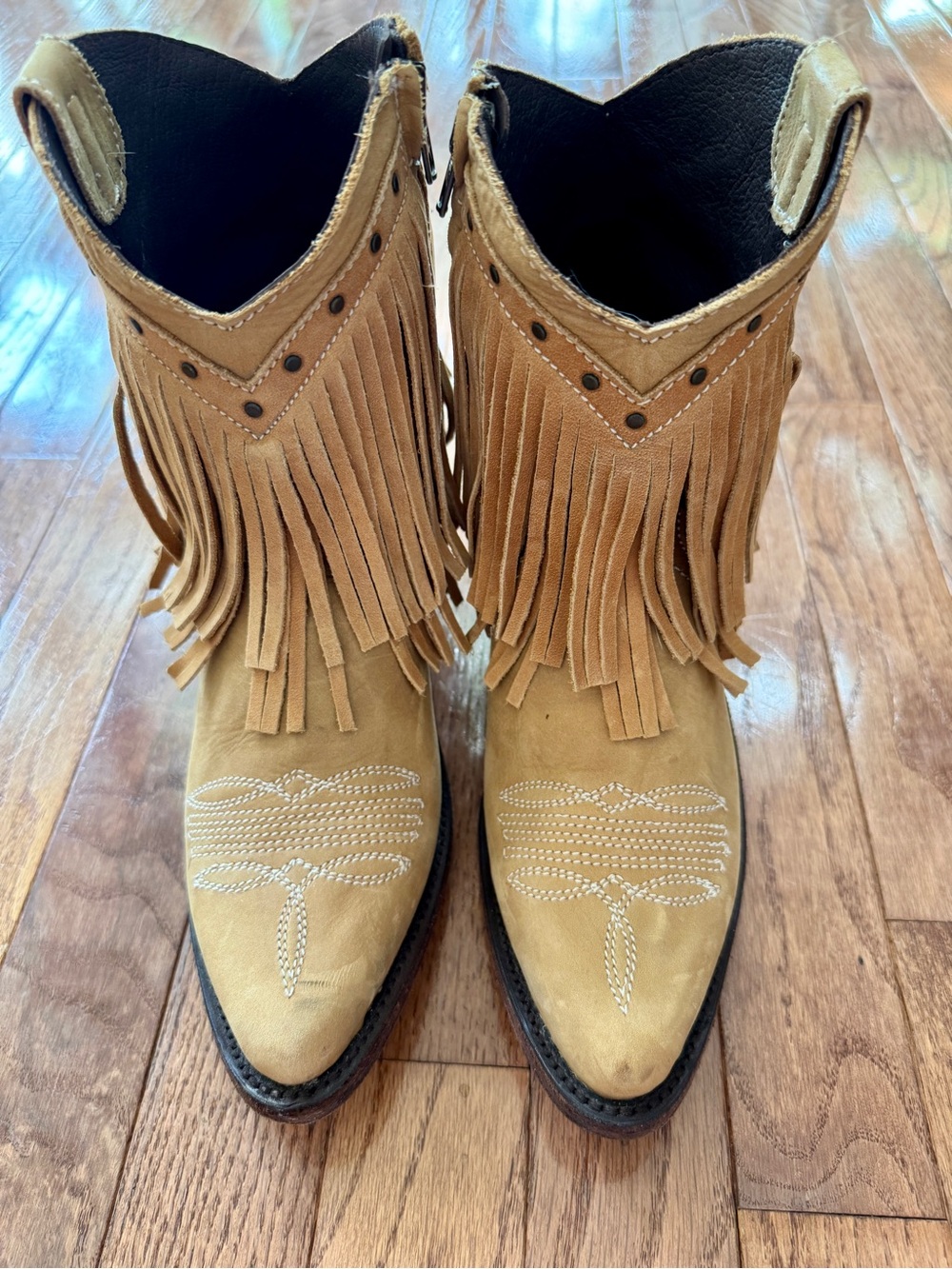 Old Gringo Yipee Ki Yay Fringe Cowboy Booties size 8